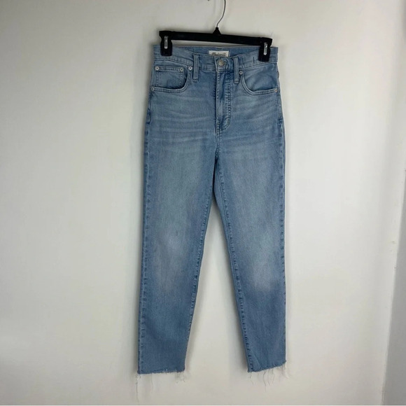 Madewell The Perfect Vintage Jeans Straight Leg Light wash Raw hem Size 24 - Picture 10 of 10